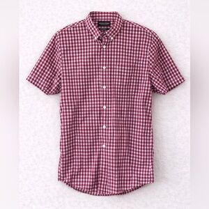 Nordstrom Men’s Red Gingham Short Sleeve Button Down Shirt Large Cotton Blend